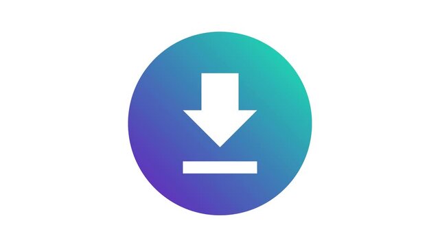 Modern digital interface download button with a vibrant gradient circular design, featuring a prominent downward arrow for efficient file retrieval and data access