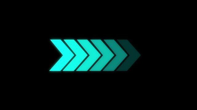 arrow icon concept animation right to left direction looping arrow loading and navigation symbol on black background