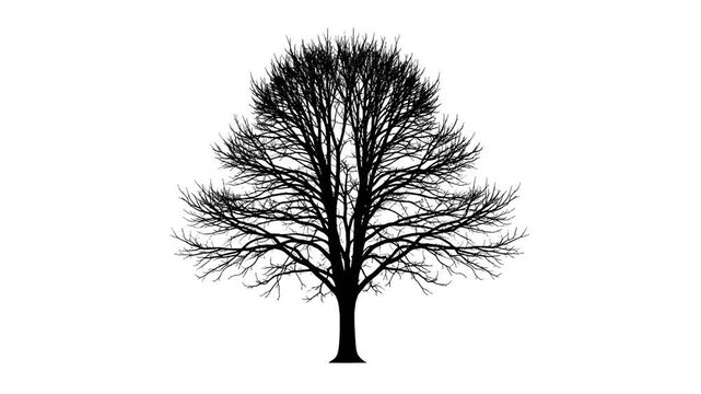 Bare Tree Silhouette Isolated on White Background for Graphic Design