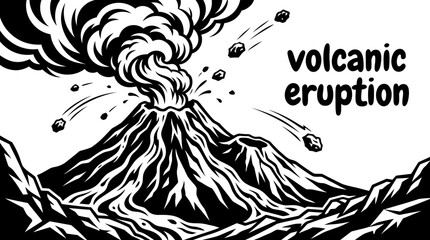volcanic eruption elements featuring erupting volcano lava flows ash clouds volcanic bombs craters seismic monitoring stations and geological symbols for earth science education and disaster © Ethan