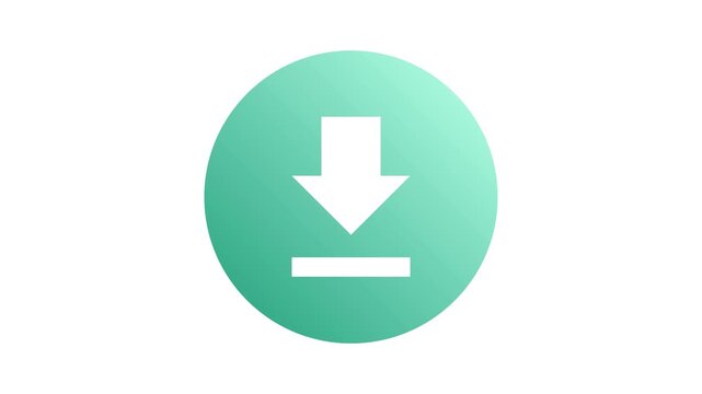 A clean, modern digital download icon in a vibrant teal circle, symbolizing data acquisition and file transfer for various online applications and digital interfaces