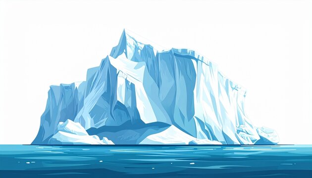 Massive Iceberg Floating in Clear Blue Ocean Waters.