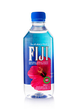 LONDON, UK - APRIL 09, 2026: Bottle of Fiji natural spring stil water on light table background.