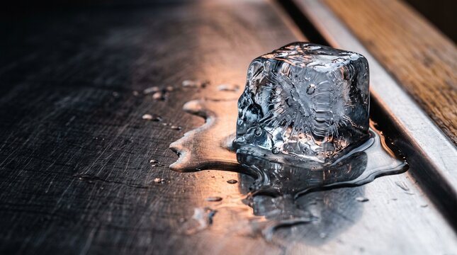 Meltwater spreads quickly beneath ice on brushed steel