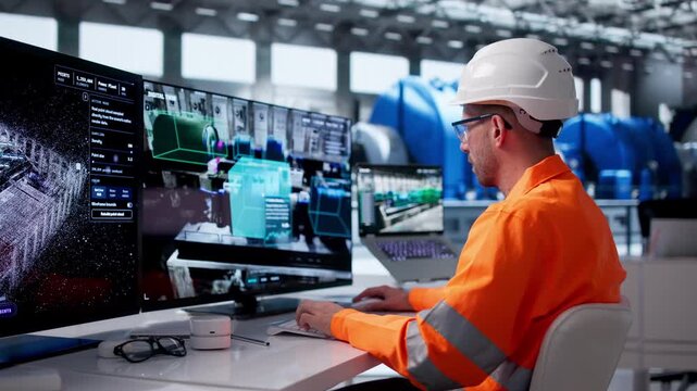 Engineer Monitors Real-time Industrial Data