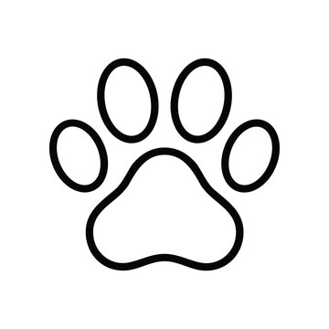 Simple Paw Print Icon Vector - Black and White Animal Footprint Symbol