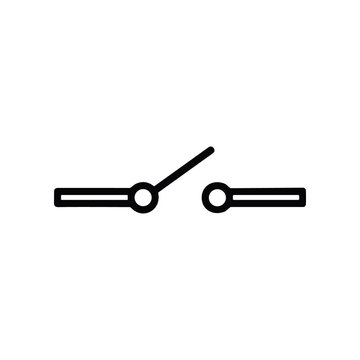 Simple line drawing of an electrical switch in open position, isolated on white background