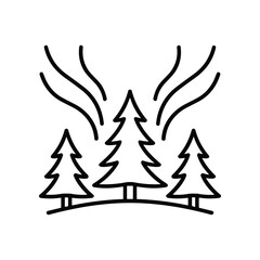 Obraz premium Abstract Forest Illustration: Evergreen Trees and Wavy Lines