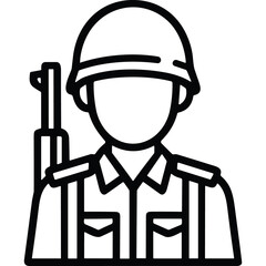 Fototapeta premium Soldier Icon, Military Person with Rifle, Helmet, Uniform - Vector Graphic