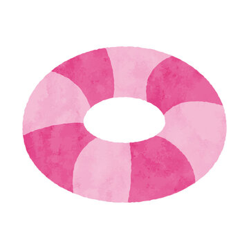 夏の浮き輪の水彩風イラスト Watercolor Style Swim Ring Illustration
