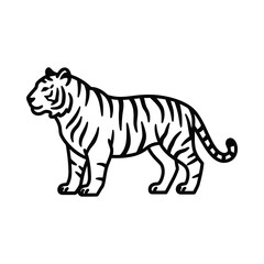 Obraz premium Black and white line art illustration of a running zebra.