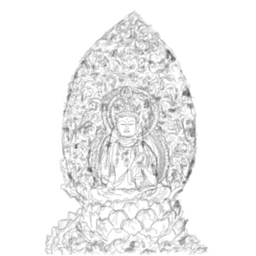Minimalist Eleven-Faced Kannon Line Drawing