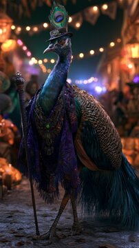 Mystical Peacock Fortune Teller at Halloween Festival