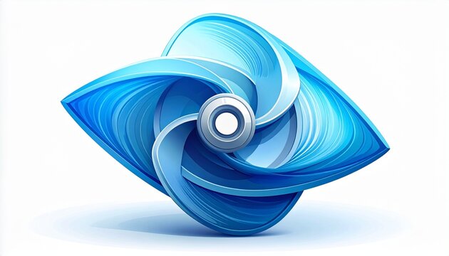 Abstract Blue Swirling Turbine Fan Blade Design.