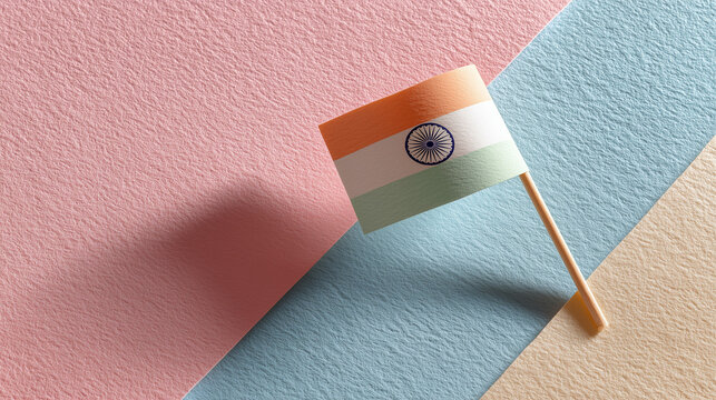  Paper-cut Indian flag design with pastel tones and ample branding space.
