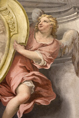 Fototapeta premium CREMA, ITALY - MARCH 20, 2026: The fresco of baroque angel the church Santuario di Santa Maria della Croce by brothers Giuseppe and Giovanni Antonio Torricell from year 1762