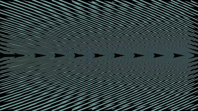 Diagonal lines abstract animation features teal arrow shapes on black floor. Lines abstract modern texture looks clean and professional. Abstract animation layout loops for digital art.