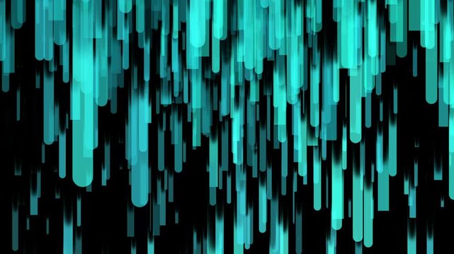 Vertical lines green animation displays falling teal streaks on black. Lines green abstract overlay provides clean falling matrix items. Green animation style loops very professionally.