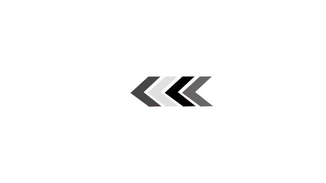 Chevron arrows forward animation displays three red icons pointing leftward. Arrows forward direction graphic loops cleanly on white background. Forward animation looks clean and minimal.