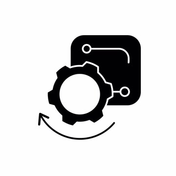 Background Process motion illustrator solid black style for Automation, Artificial Intelligence and Advanced Workflow Integration SaaS Dashboards