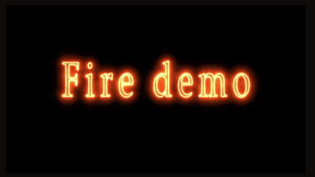 Fire demo typography animation displays glowing orange flame text bars. Demo typography fiery effect loops cleanly on black screens. Typography animation title creates premium looks.