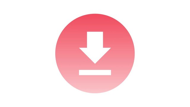 Modern digital interface download icon button with a vibrant gradient arrow indicating data retrieval or file transfer, perfect for web and app design