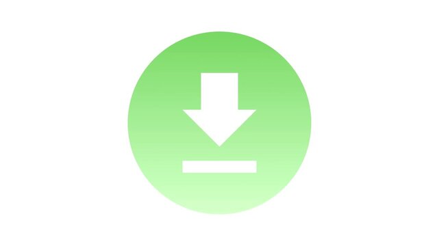 Vibrant green circular icon featuring a downward-pointing arrow and line, universally representing digital download, content saving, or data acquisition functionality for various platforms