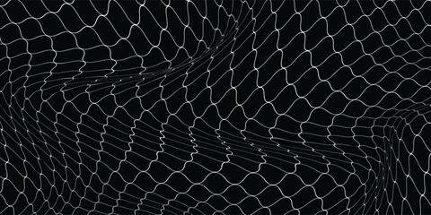 Fishing net seamless pattern. Soccer and football gates mesh. Fishnet texture. Basketball hoop and hockey net pattern. Sportswear texture. Chain link fence. Vector illustration on black background. © jun