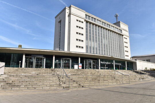Newton and Arkwright Building at Nottingham Trent University City Campus in Nottingham, England, showcasing iconic academic architecture, higher education, and student life.