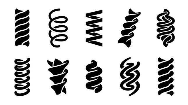 Abstract spiral and spring shape set.