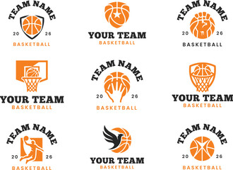 Basketball logo set vector illustration, emblem sport logo template © Shahzar