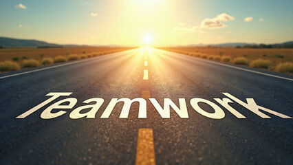 Fototapeta premium Teamwork Road Sign with Copy Space for Marketing