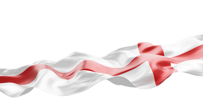 England flag ribbon flowing isolated on transparent background with copy space 3D render