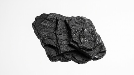 Single piece of black coal mineral isolated on white background © Jainah