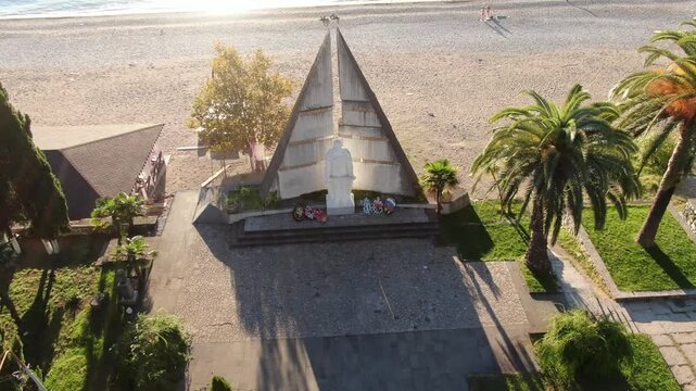 GAGRA, ABKHAZIA - MAY 15, 2025: Monument to Soviet soldiers who died for their homeland during the Second World War 