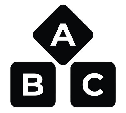  ABC Blocks Icon with Geometric Shapes for Education, Kids, Alphabet, Learning Design