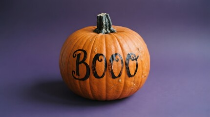 Obraz premium Pumpkin with booo written on it