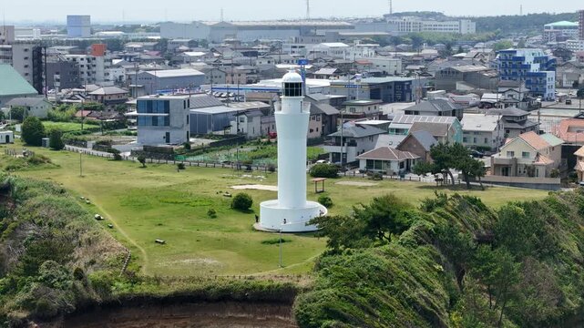 久慈浜海岸と日立灯台が見えるドローン空撮 2025年6月撮影