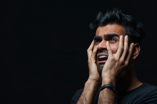 Man crying for help