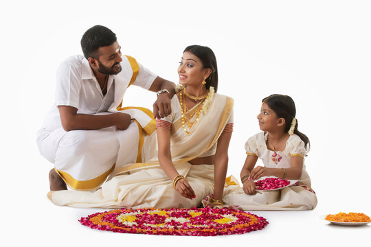 south indian family celebrating onam 