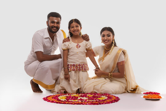 south indian family celebrating onam