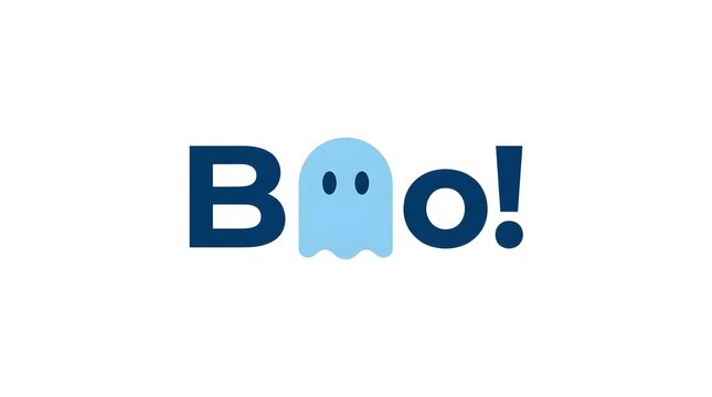 Minimalist boo text with ghost icon isolated on white background