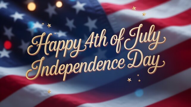 Happy 4th of july independence day neon text