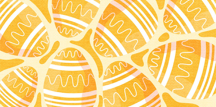 golden yellow easter eggs seamless pattern with decorative ornaments