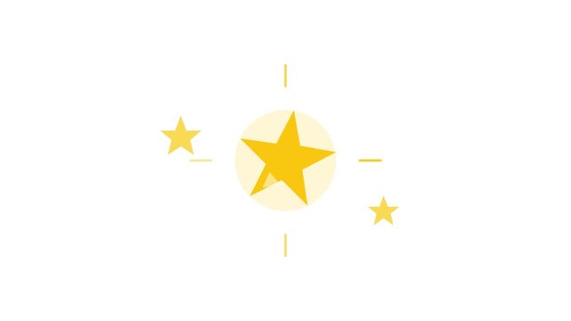 Star symbol radiates light with smaller secondary stars placed symmetrically to represent excellence and high quality rating.