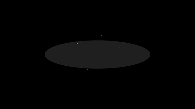 Dark circle floats in a void surrounded by subtle light particles against a deep black background for visual effects use.