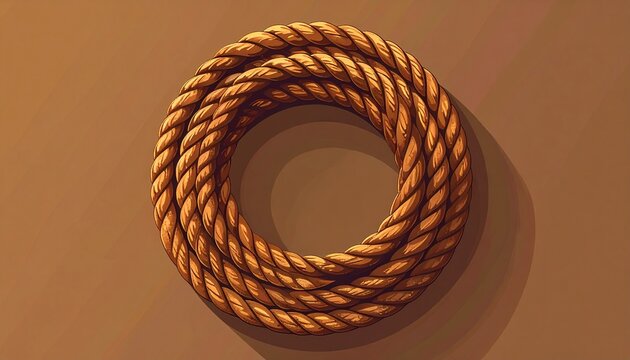 Twisted Copper Wire Circle on Brown Background.