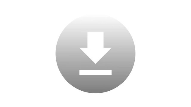 Minimalist download icon with a clear downward arrow in a circular graphic. Represents file transfer and data saving for digital user interfaces