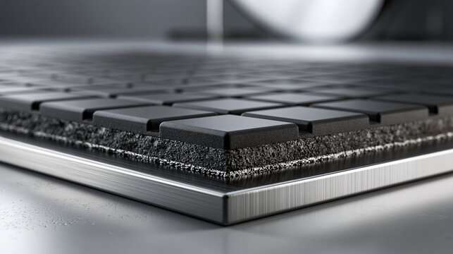 Rubber panel material close up with layered industrial construction
