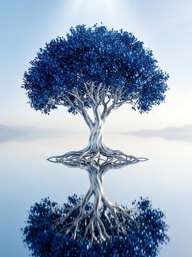 Metallic blue tree